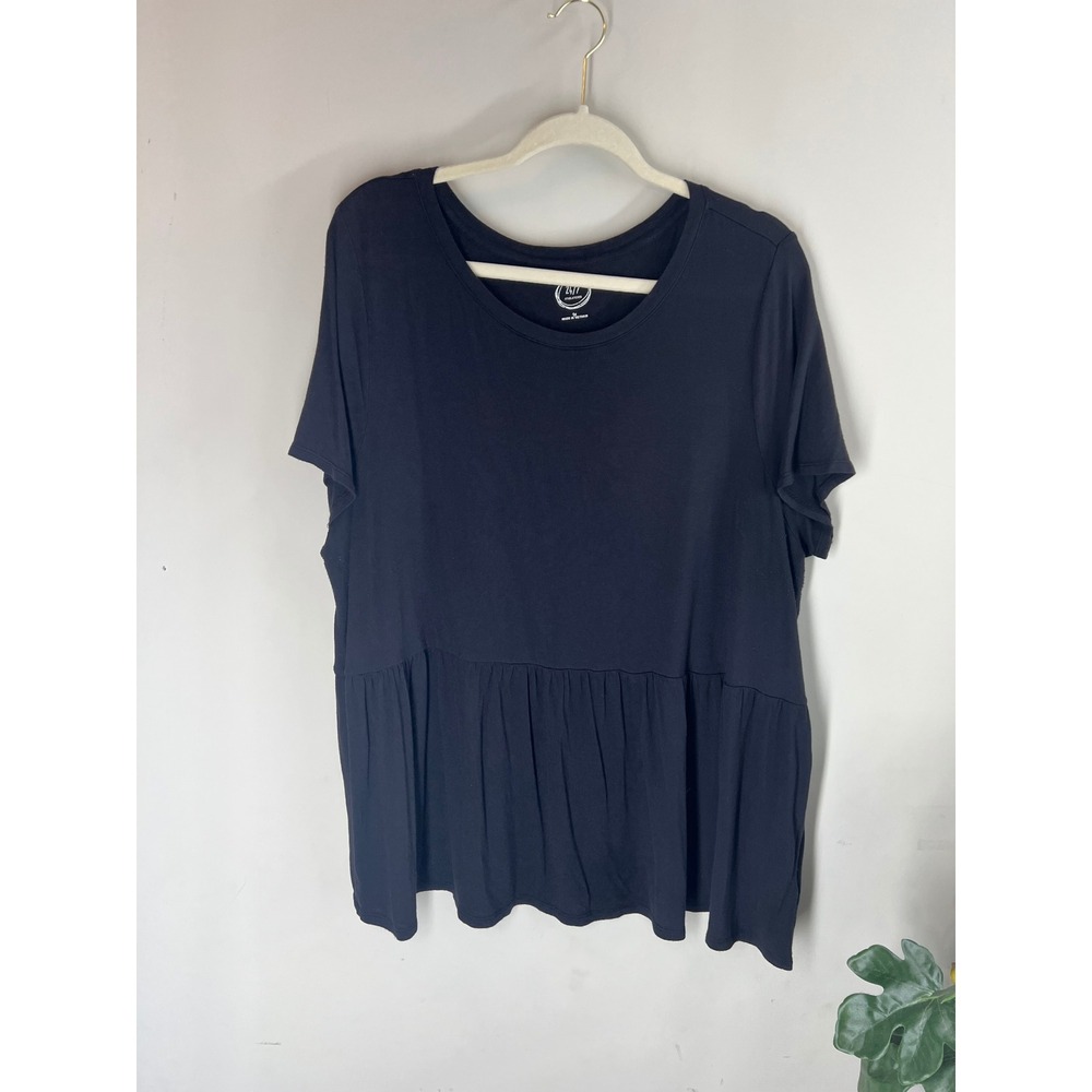 Maurices 24/7 Black Peplum Short Sleeve T Shirt Top Womens 1X